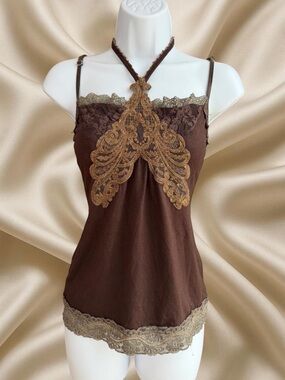 Axes Femme Lace Halter Cami Tank Top Vintage Japanese Fairy Cami